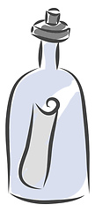 Image showing Empty bottle with a letter in it vector illustration on white ba