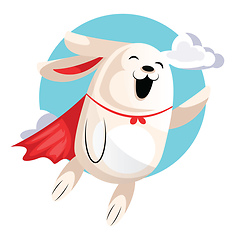 Image showing superhero easter bunny flying in clouds illustration web vector 