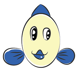 Image showing Blue and white round smiling fish  vector illustration on white 