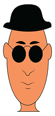 Image showing Man wearing black hat and glassesillustration vector on white ba