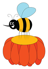 Image showing Happy bee on the orang flower vector illustration on white backg