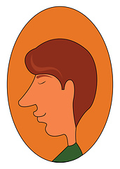 Image showing Clipart of a man in a green shirt over oval-shaped yellow backgr
