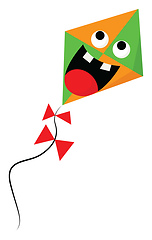 Image showing A scared orange and green-colored colored cartoon kite vector or