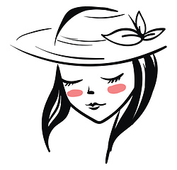 Image showing Silhouette of a girl wearing a hat vector or color illustration