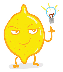 Image showing A smart yellow lemon vector or color illustration