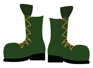 Image showing A green high ankle sturdy boot with laces used by soldiers vecto