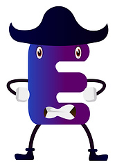 Image showing Purple letter E with black hat vector illustartion on white back