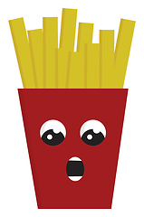 Image showing Red suprissed french fries box vector illustration on white back