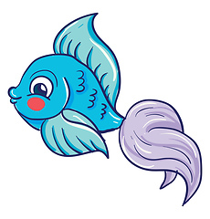 Image showing A pretty blue-colored cartoon fish vector or color illustration
