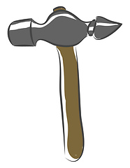 Image showing The crooked fat brown hammer vector or color illustration