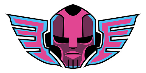 Image showing Skeleton Face in pink, vector color illustration.