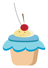 Image showing A purple cupcake vector or color illustration