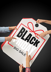 Image showing Hands holding gift box with black friday lettering