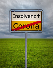 Image showing corona insolvenz german city sign