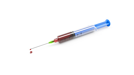 Image showing A typical syringe with blood