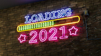 Image showing Neon lights loading new year 2021