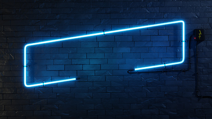 Image showing stylish modern blue neon light frame