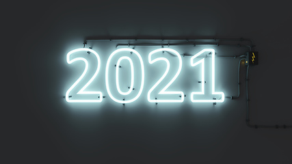 Image showing neon lights sign New Year 2021