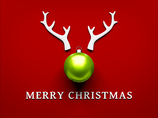 Image showing Merry Christmas Decoration antlers and green ball