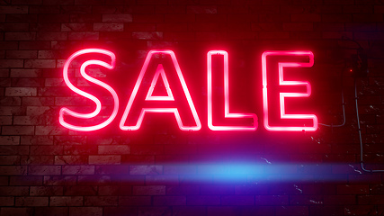 Image showing neon light sale sign