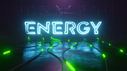 Image showing Energy neon sign with glowing cable