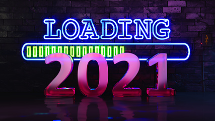 Image showing Neon lights loading new year 2021