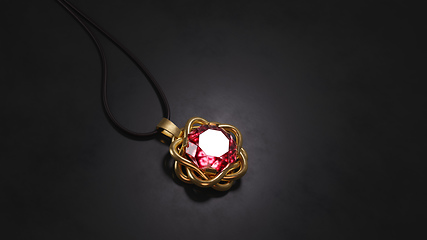 Image showing Beautiful ruby jewel necklace on black background