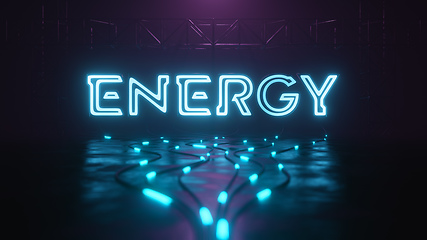 Image showing Energy neon sign with glowing cable