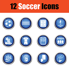 Image showing Set of soccer icons. 