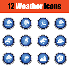 Image showing Set of weather icons. Flat design tennis icon set in ui colors. 
