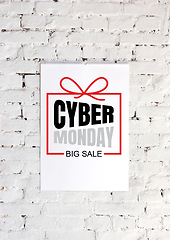 Image showing Cyber monday ad on white brick background