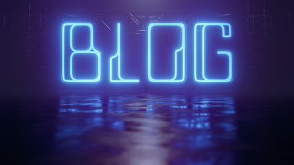 Image showing neon light sign blog