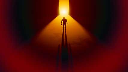 Image showing A stranger man walks in