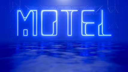 Image showing neon light sign motel