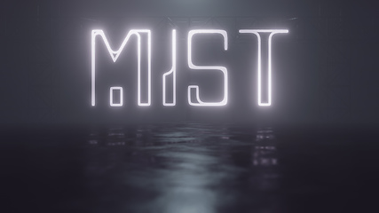 Image showing neon light sign mist