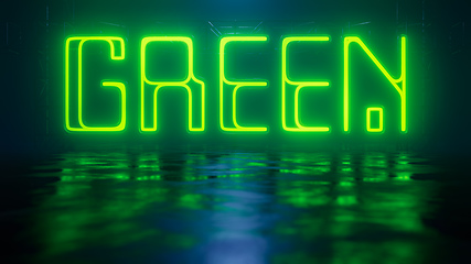 Image showing neon light sign green