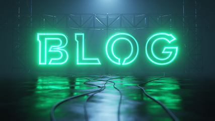 Image showing neon light sign blog