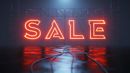 Image showing neon light sale sign