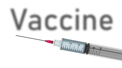 Image showing Typical syringe with text vaccine