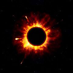 Image showing strange space star eclipse explosion