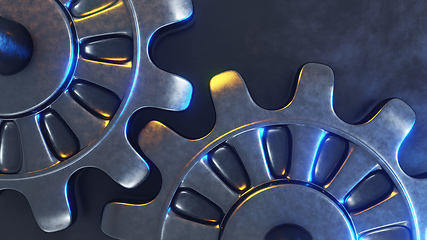 Image showing connected solid shiny gears