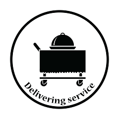 Image showing Restaurant  cloche on delivering cart icon