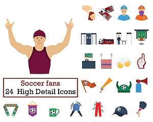 Image showing Set of 24 Football Fans Icons