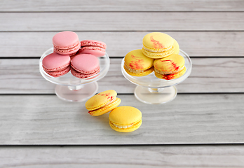 Image showing macaroons on glass confectionery stand