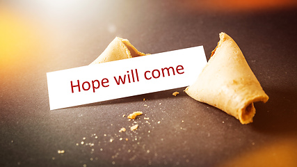 Image showing a fortune cookie with message Hope will come