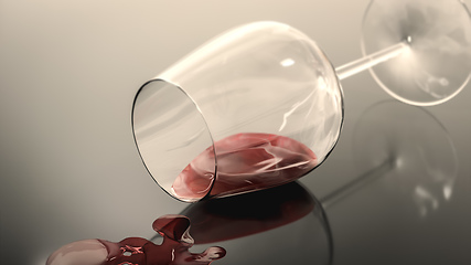 Image showing Lying wine glass with wine stains