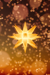 Image showing Moravian Star light Christmas decoration background