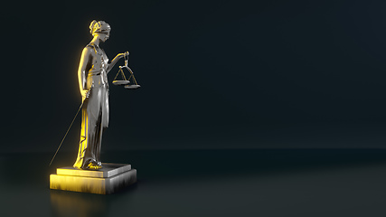 Image showing beautiful brass Lady Justice figure with law sign