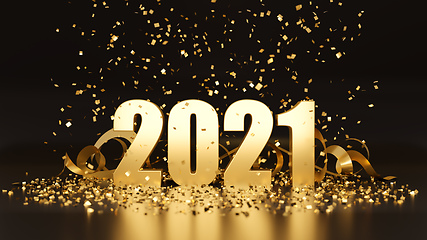 Image showing New Year 2021 dark golden