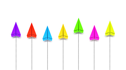 Image showing paper planes competition colors